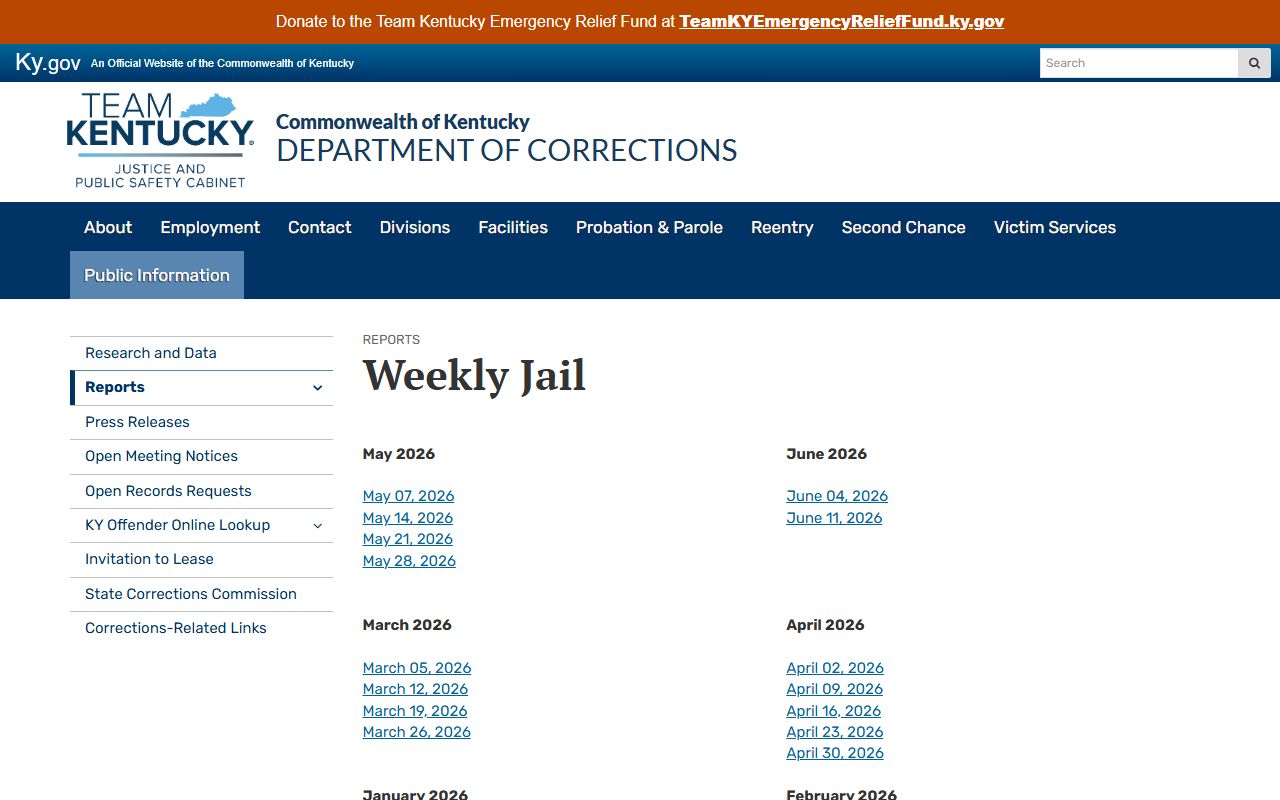 Owen County inmate population weekly jail report archive